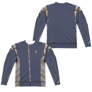 Men's Star Trek Discovery Discovery Uniform (Front Back Print) Long Sleeve Costume T-Shirt - 1 of 4