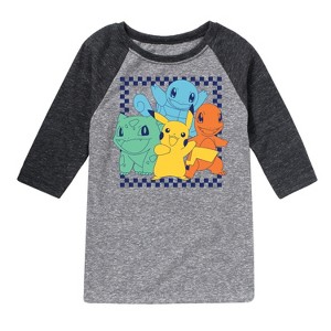 Boys' - Pokémon - Friends Retro Checkered Raglan Graphic T-Shirt - 1 of 4