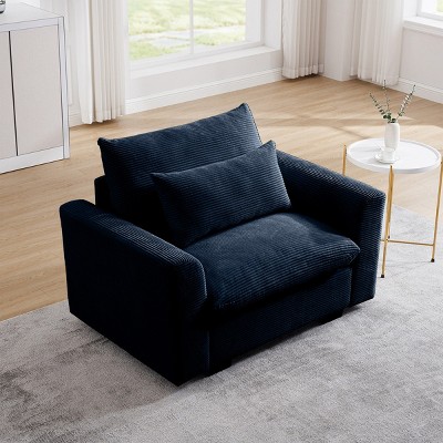 Single Recliner Sofa,Corduroy Deep Seat Single Sofa With Waist Pillow,Deep Seat Couch,Recliner Sofa For Living Room,Apartment-Cuddlewood