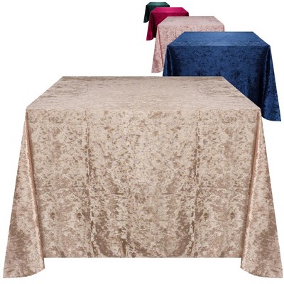 RCZ Décor Elegant Square Table Cloth - Made With Fine Crushed-Velvet Material, Beautiful Champagne Tablecloth With Durable Seams