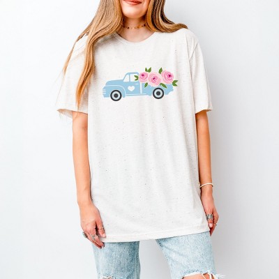 Simply Sage Market Spring Retro Truck With Flowers Short Sleeve Tee