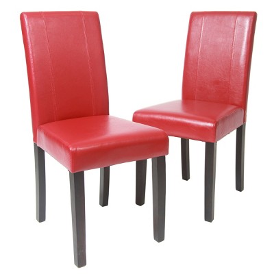 Syemin Dining Chairs Solid Wood Upholstered Bar Stools Set of 2 Counter Height Dining Chair Mid Century Kitchen Chair, Red, 21"*16.5"*35.5"