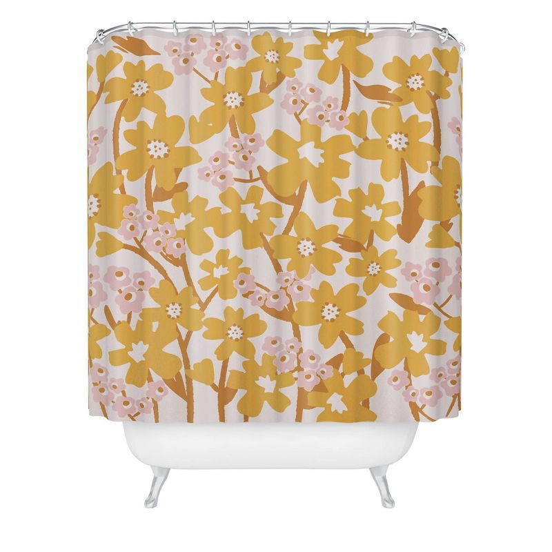 Thirty One Illustrations Wildflowers Shower Curtain Yellow - Deny Designs, 1 of 4