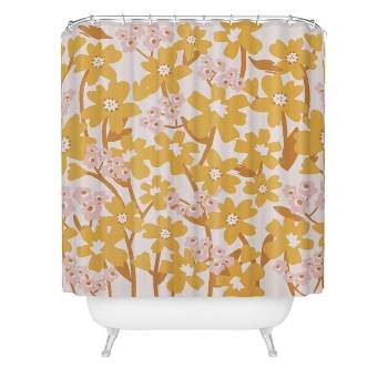Thirty One Illustrations Wildflowers Shower Curtain Yellow - Deny Designs
