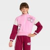 Girls' Hello Kitty Quarter Zip Fleece Sweatshirt - Burgundy/Ivory/Pink - 2 of 4