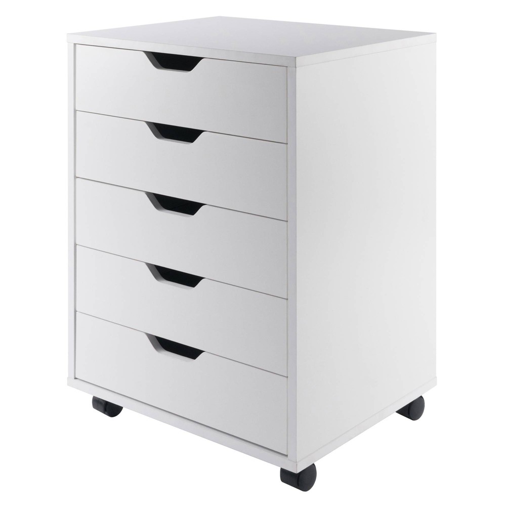 Photos - Other Furniture Halifax 5 Drawer Cabinet with Casters White - Winsome: Office Furniture Storage, Printer Stand