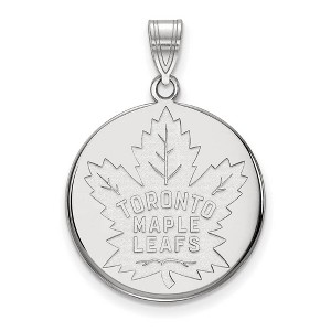 Black Bow Jewelry 10k White Gold Toronto Maple Leafs NHL Large Pendant - 1 of 3