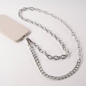 Hello Lux Mixed Metal Link Chain Phone Crossbody Strap - Silver - 1 of 4