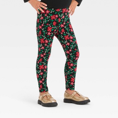 Toddler Girls' Floral Leggings - Cat & Jack™ Black : Target