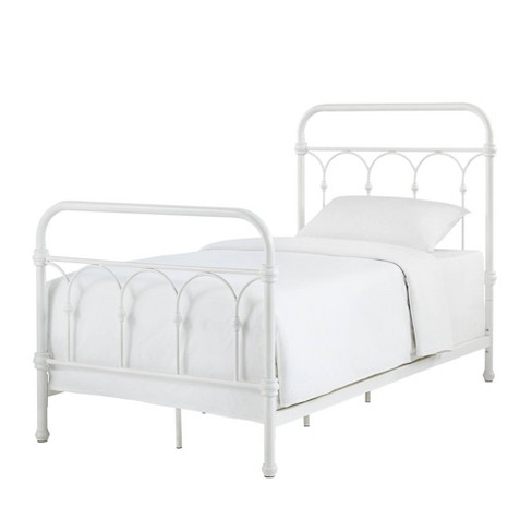 Twin Caledonia Metal Bed Antique White, Twin Size Antique Iron Bed
