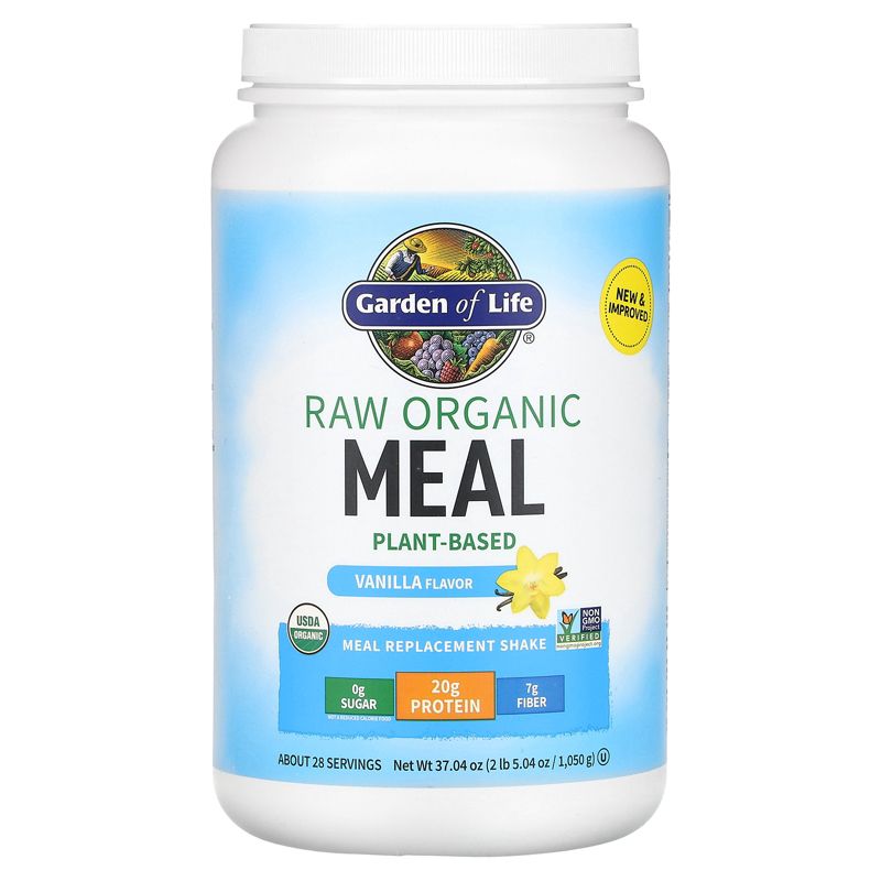 Garden of Life RAW Organic Meal, Meal Replacement Shake, Vanilla, 37.04 oz (1,050 g), 1 of 4