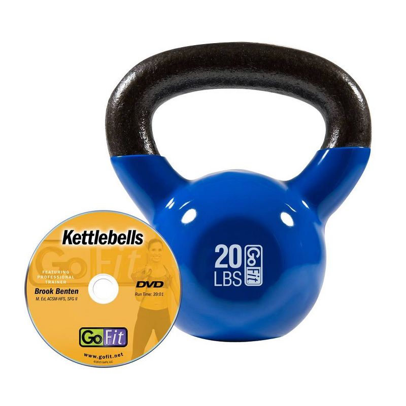 GoFit Classic PVC Kettlebell with DVD and Training Manual - Blue 20lbs, 3 of 11