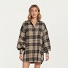 Anna-Kaci Women’s Oversized Plaid Shirt Dress with Long Balloon Sleeves Button Front Collar Detail and Soft Draping Silhouette - 2 of 4