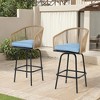 VYNXARIA Outdoor Bar Stools Set of 2, 2-Piece Patio Bar Stools with Armrests, All Weather Rattan Bar Chairs with Backrest£¬Blue - 2 of 4