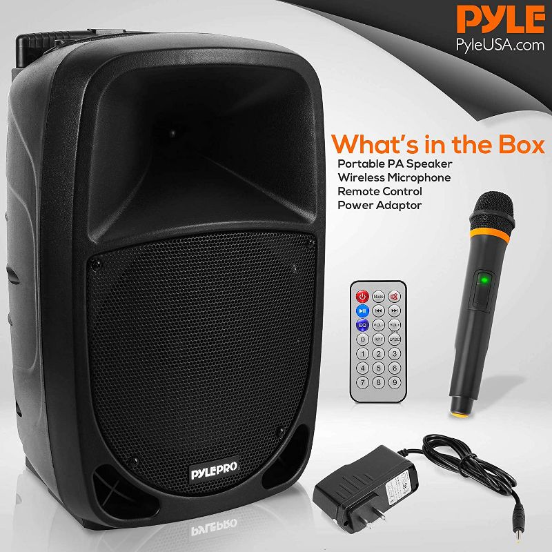 Pyle PSBT105A 1000W 10 Inch Bluetooth Portable Stereo Karaoke Speaker with UHF Wireless Microphone and Built In Rechargeable Battery, 2 of 6