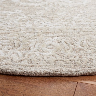 Beige and Ivory Hand-Tufted Wool Square Area Rug 6'x6'