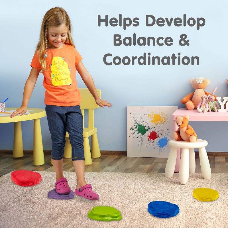 NATIONAL GEOGRAPHIC 10 Colorful Foam Stepping & Balance Stones for Kids & Toddlers, 6 of 8
