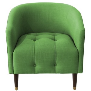 Modern Tufted Tub Chair Green Linen - Skyline Furniture