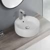 ChicFurnit Bathroom Sinks Vessel Sink Round Sink Vanity Sink Art Basin Countertop Bathroom Sink for Bathroom, White, 15.94"*15.94"*5.7" - 4 of 4