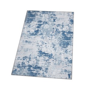 Modern Washable Area Rug - Neutral Abstract Design, Non-Slip Backing, Stain-Resistant Low Pile for Living Room, Bedroom & Office - 1 of 4