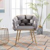 TROPOW Couch Accent Chair Modern Comfy Velvet Upholstered Barrel Chairs Metal Chair Foot Soft Lining Single Vanity Sofa Armchair - 2 of 4