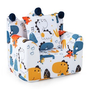 Costway Kids Sofa Chair Foam Filled Armchair Dinosaur Toddler Couch with Cover & Pillow - 1 of 4