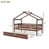 Twin Size Wooden House Bed with Twin Size Trundle, Children House Bed with Spacious Storage and Headboard, Bed with Wood Frame-Baofuwish - 4 of 4