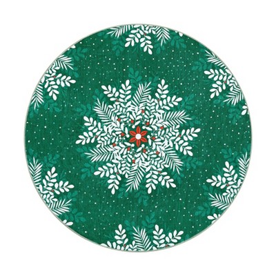 Coolmee Christmas Snowflakes Living Room Rug Non Slip Low Pile Washable Carpet for Bedroom Office Hallway Outdoor Rug Blue