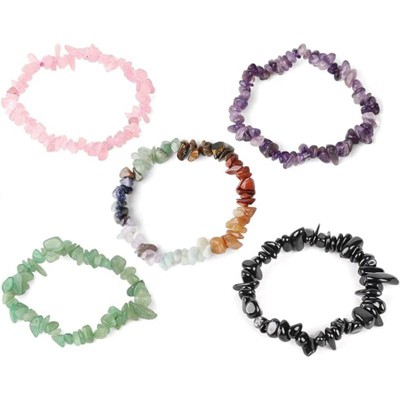 BRINJOY 5-Piece Chakra Healing Bracelet Set - Natural Gemstone Energy Bracelets for Holistic Balance