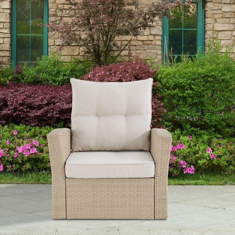 Canaan 4pc All Weather Wicker Outdoor Seating Set Cream - Alaterre Furniture, 4 of 21