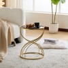Round End Table with Black Mirror Glass Top and Gold Metal Base, Accent Side Table for Living Room, Bedroom or Entryway Decor-The Pop Home - 3 of 4