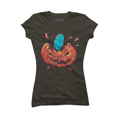 Junior's Design By Humans Halloween smashed pumpkin By BlackBerry55 T-Shirt