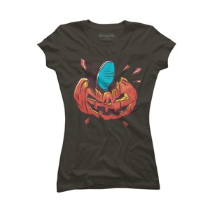 Junior's Design By Humans Halloween smashed pumpkin By BlackBerry55 T-Shirt - 1 of 2
