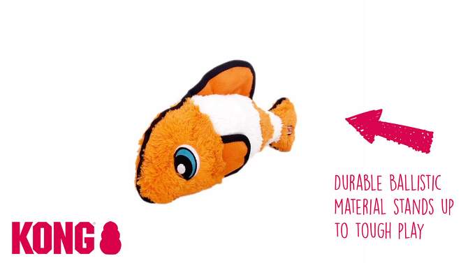 KONG Tough Plush Fish Dog Toy - Orange, 2 of 7, play video