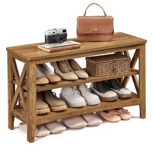 VASAGLE, Entryway Storage Bench, 2-Tier Shoe Rack, 11.8 x 31.5 x 18.9 Inches, Holds up to 300 lb, Farmhouse Style - 1 of 4