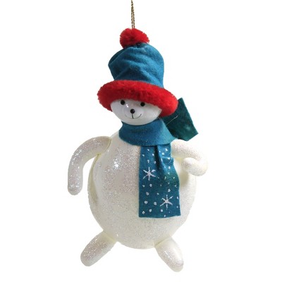 Italian Ornaments 6.0" White Polar Bear W/ Scarf & Hat Ornament Italian Artic Zoo  -  Tree Ornaments