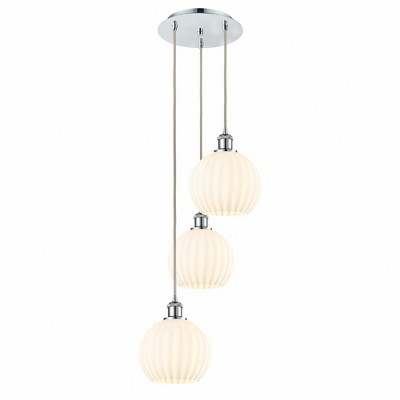 White Venetian - 3 Light Cord Hung Multi Pendant In Modern Style-30.75 Inches Tall and 14.5 Inches Wide