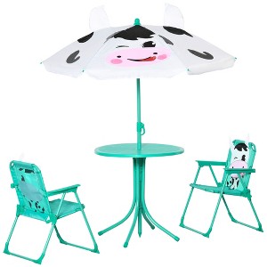 Acoinel Kids Table and Chair Set, with Picnic Table, 2 Folding Chairs and Removable & Height Adjustable Sun Umbrella,for Age 3-6 Years kids - 1 of 4