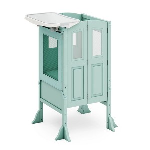 Guidecraft Kitchen Helper Toddler Tower & Mealtime and Play Tray Bundle: Martha Stewart White Folding, Adjustable Step Stool  & Detachable Tray Table - 1 of 4