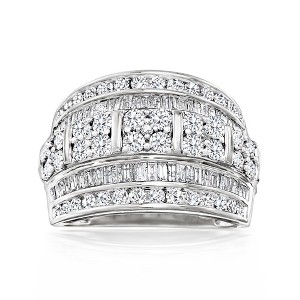 Ross-Simons 2.00 ct. t.w. Round and Baguette Diamond Multi-Row Ring in Sterling Silver - 1 of 4