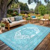 Waterproof Outdoor Rug Reversible Plastic Straw Mat, Vintage Medallion Patio Carpet for RV, Deck, Beach, Camping - 2 of 4