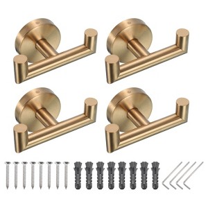 Unique Bargains Stainless Steel Round Wall Mounted Decorative Double Towel Hook - 1 of 3