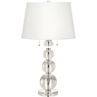 Vienna Full Spectrum Chic Style Table Lamp with Table Top Dimmer Crystal Spheres Glass White Fabric Drum for Living Room Bedroom