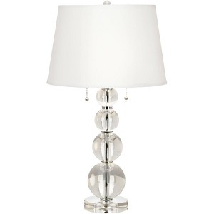 Vienna Full Spectrum Chic Style Table Lamp with Table Top Dimmer 26.5" High Crystal Spheres Glass White Fabric Drum for Living Room Bedroom - 1 of 4