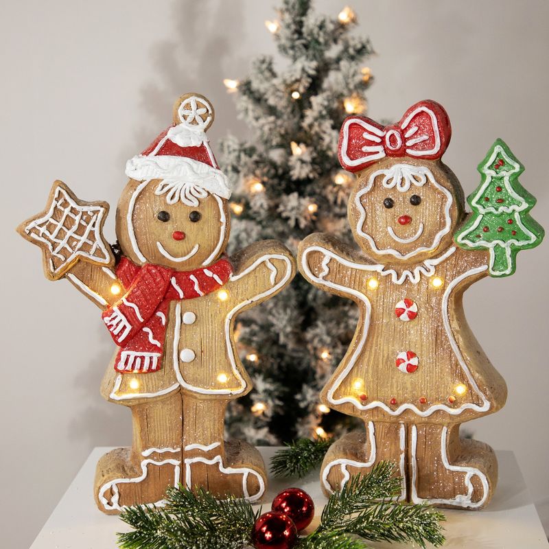 Northlight 15.5" LED Lighted Gingerbread Boy with Star Christmas Figurine, 3 of 8