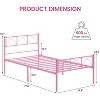 homfan Twin Size Metal Bed Frame, Platform Bed Frame with Headboard and Footboard, Heavy Duty Bed Frame with Strong Metal Slats, Pink - 2 of 4
