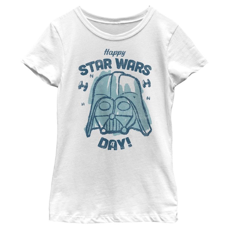 Girl's Star Wars Darth Vader Happy Star Wars Day T-Shirt, 1 of 6