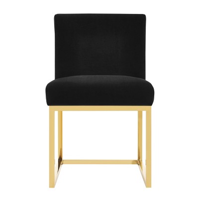 Handcrafted Black Velvet Dining Chair with Gold Base