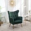 Velvet Upholstered Wing Back Accent Chair with Button-Tufted Back, High-Density Foam Cushion and Gold Metal Legs - 2 of 4