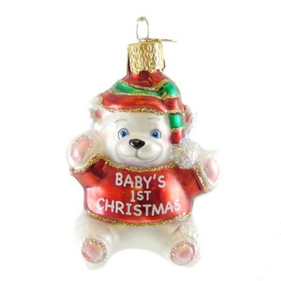 Old World Christmas 2.75 In Babys 1St Christmas Ornament Bear 1St Christmas Tree Ornaments